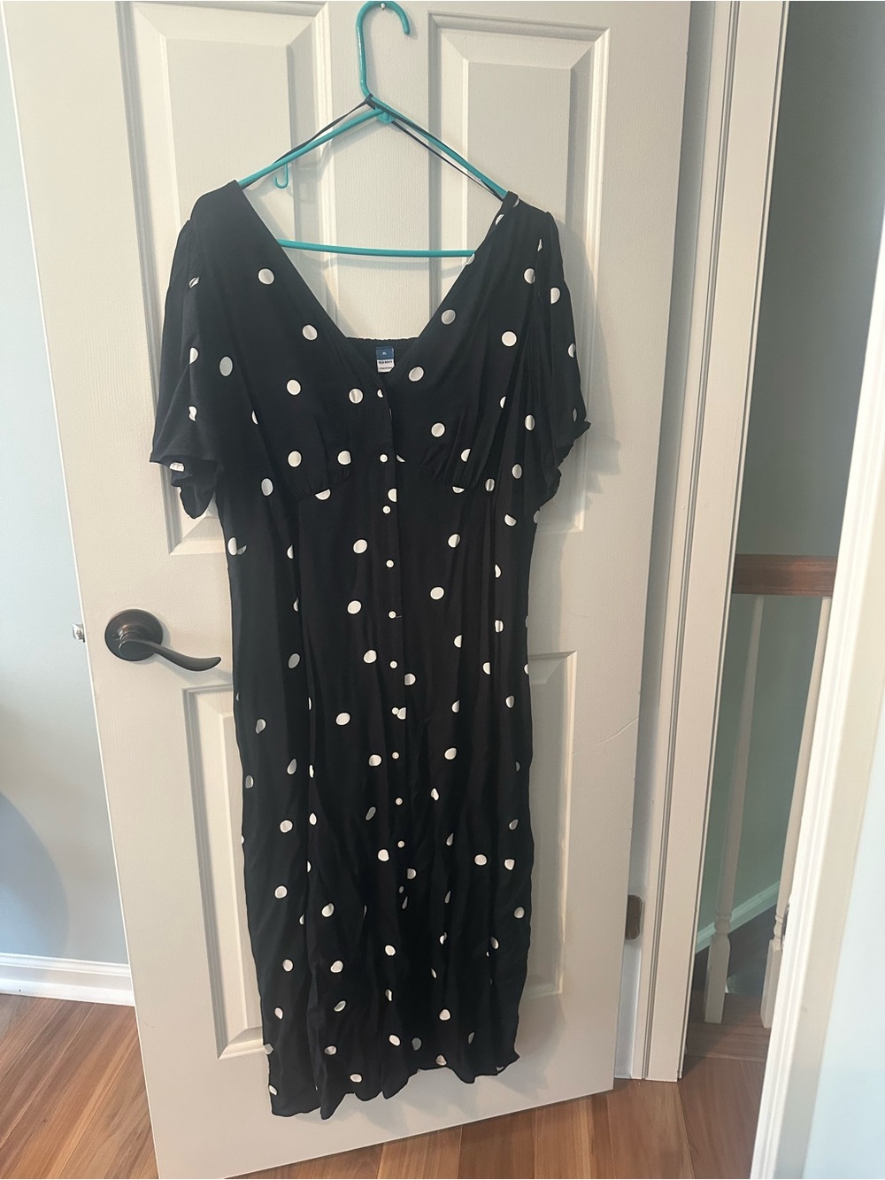 Old Navy Navy Midi Dress with White Polka Dots